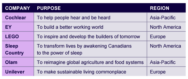 Table 1. Social purpose company statement examples