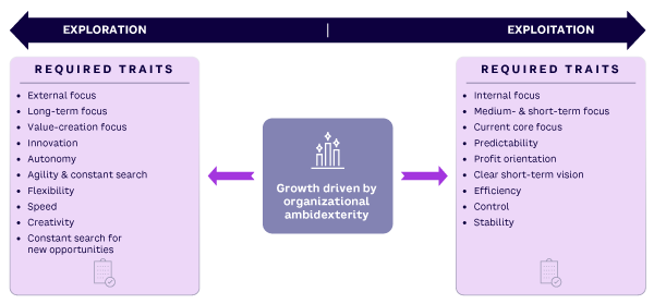Figure 1. Balancing exploitation and exploration through ambidextrous leadership